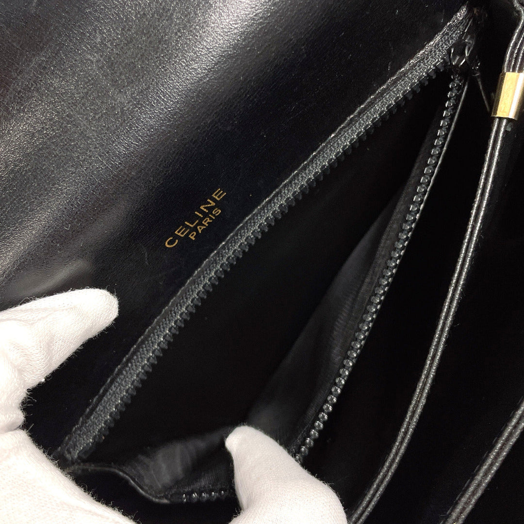 CELINE leather black vintage Carriage Metal