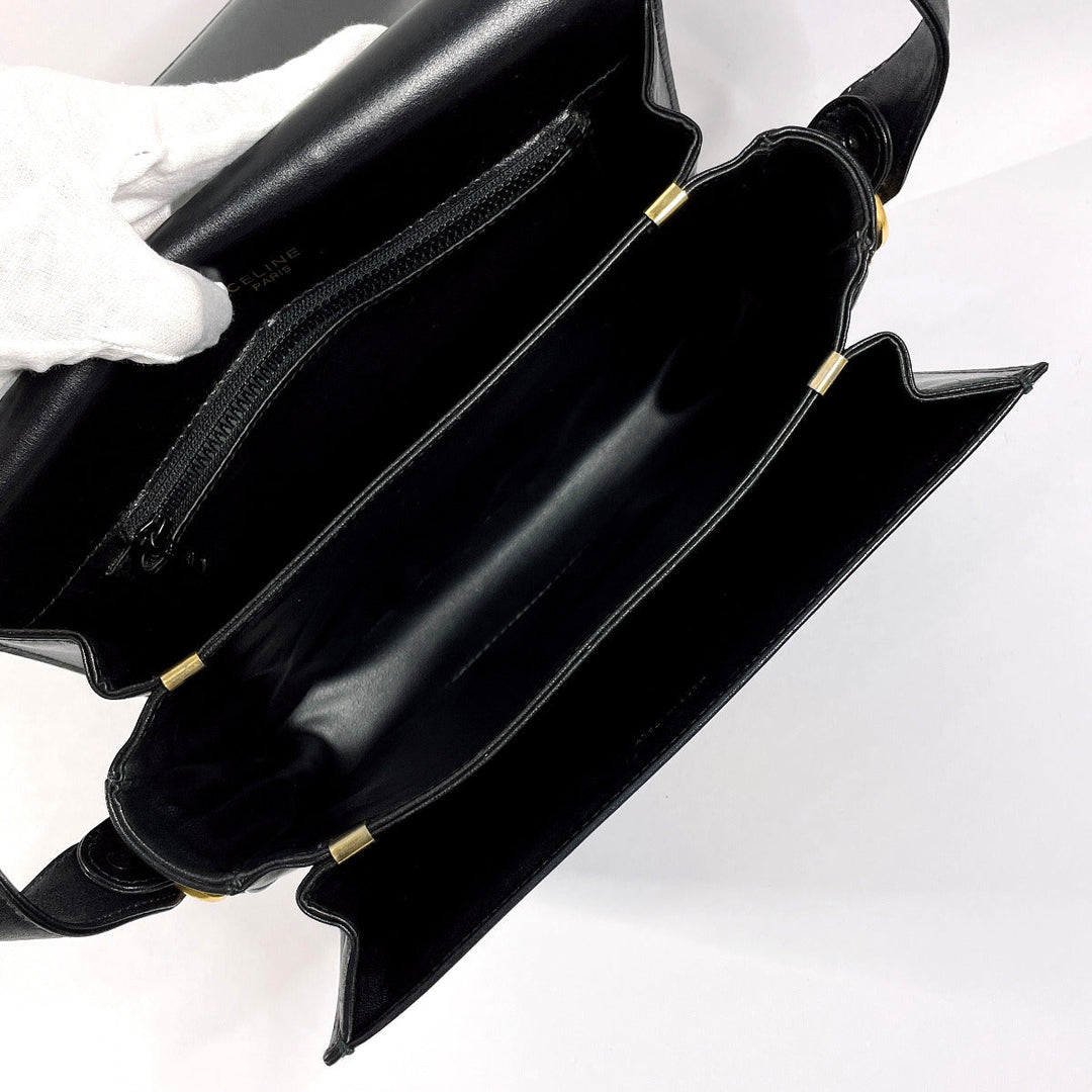 CELINE leather black vintage Carriage Metal