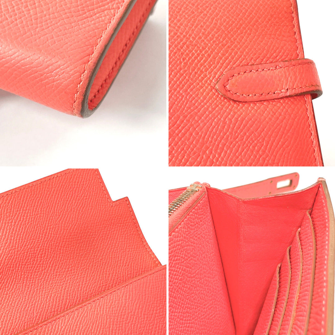 HERMES Long Wallet Purse Epsom pink Kelly wallet