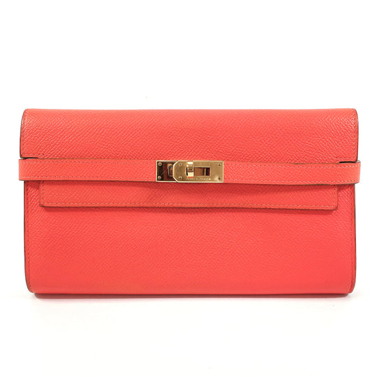 HERMES Long Wallet Purse Epsom pink Kelly wallet