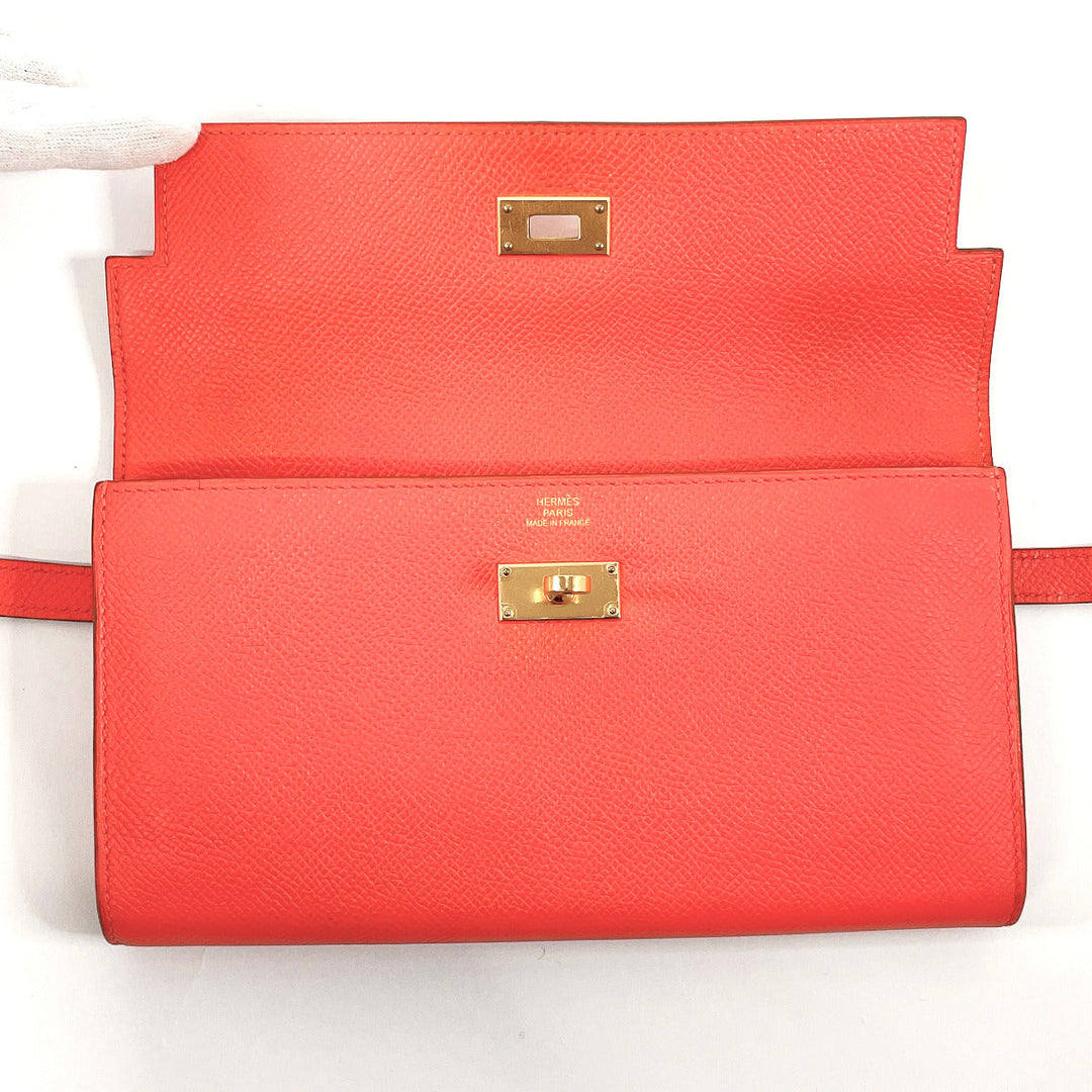 HERMES Long Wallet Purse Epsom pink Kelly wallet