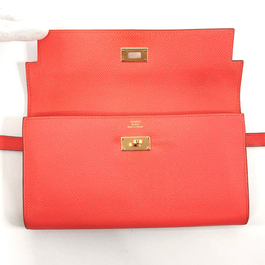 HERMES Long Wallet Purse Epsom pink Kelly wallet