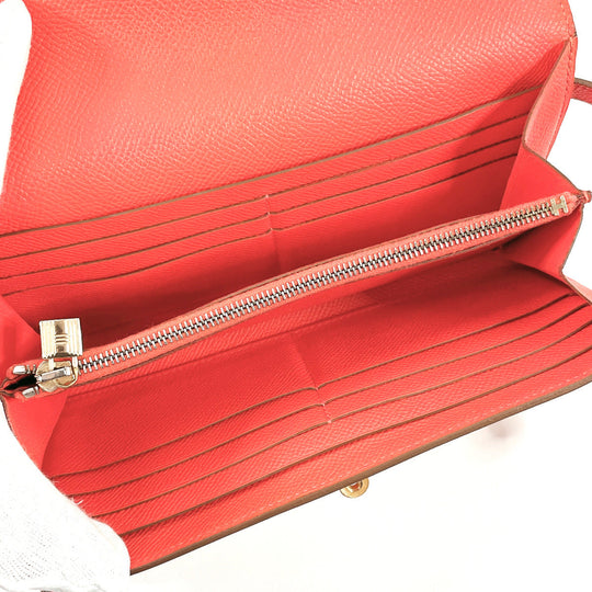 HERMES Long Wallet Purse Epsom pink Kelly wallet