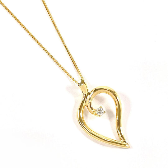 TIFFANY&Co. Necklace K18 Yellow Gold, Diamond gold Leaf heart