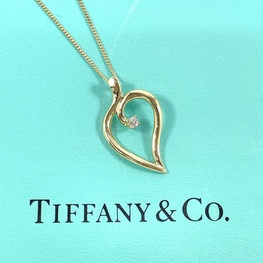 TIFFANY&Co. Necklace K18 Yellow Gold, Diamond gold Leaf heart
