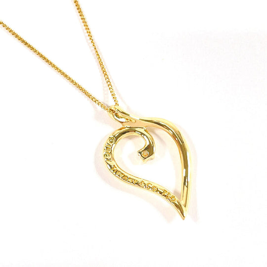 TIFFANY&Co. Necklace K18 Yellow Gold, Diamond gold Leaf heart