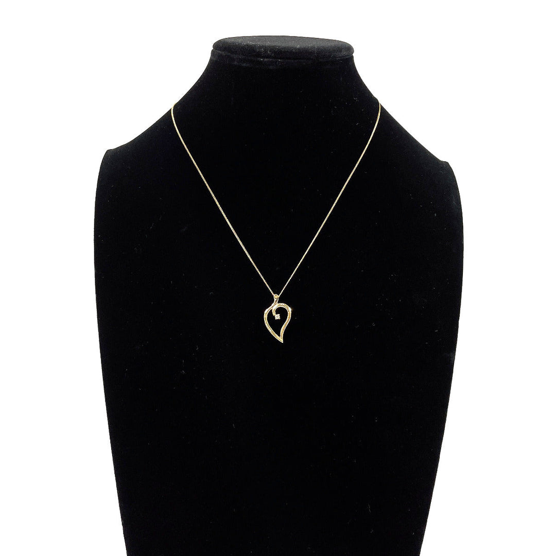 TIFFANY&Co. Necklace K18 Yellow Gold, Diamond gold Leaf heart