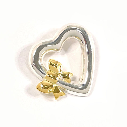TIFFANY&Co. Pendant top Silver925, K18 Yellow Gold Silver Heart ribbon