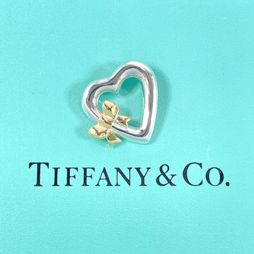 TIFFANY&Co. Pendant top Silver925, K18 Yellow Gold Silver Heart ribbon