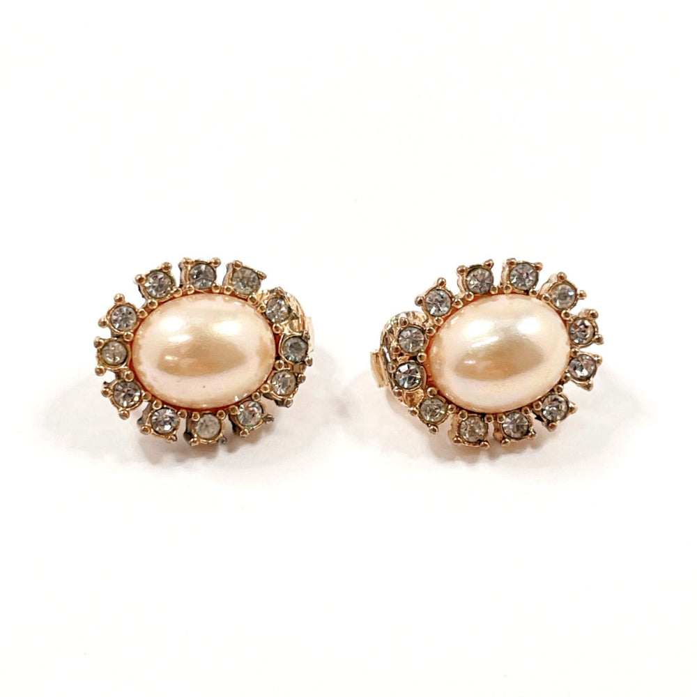 Christian Dior Earring Metal, Rhinestone gold vintage