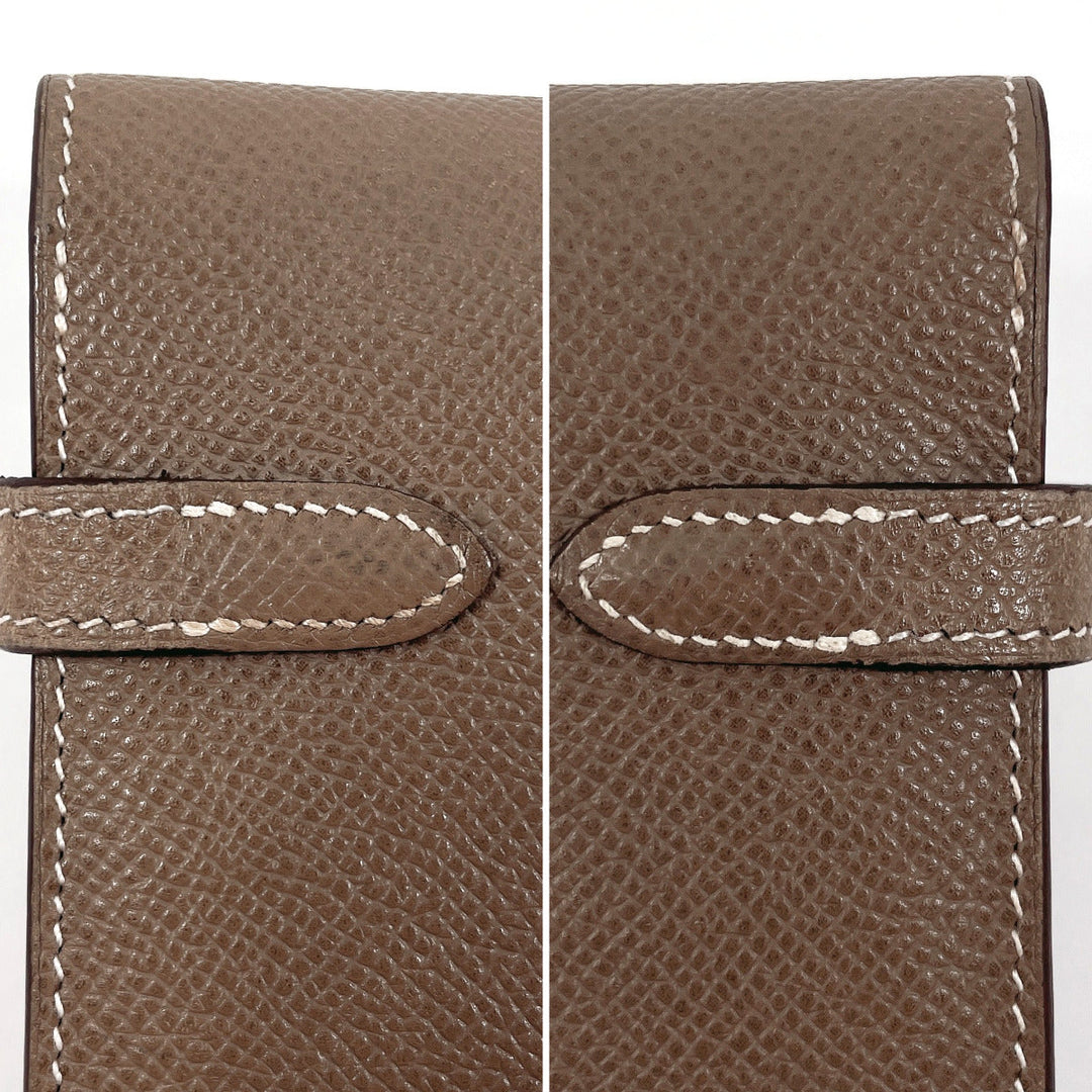 HERMES Long Wallet Purse Epsom Brown Kelly wallet Women Used Authentic