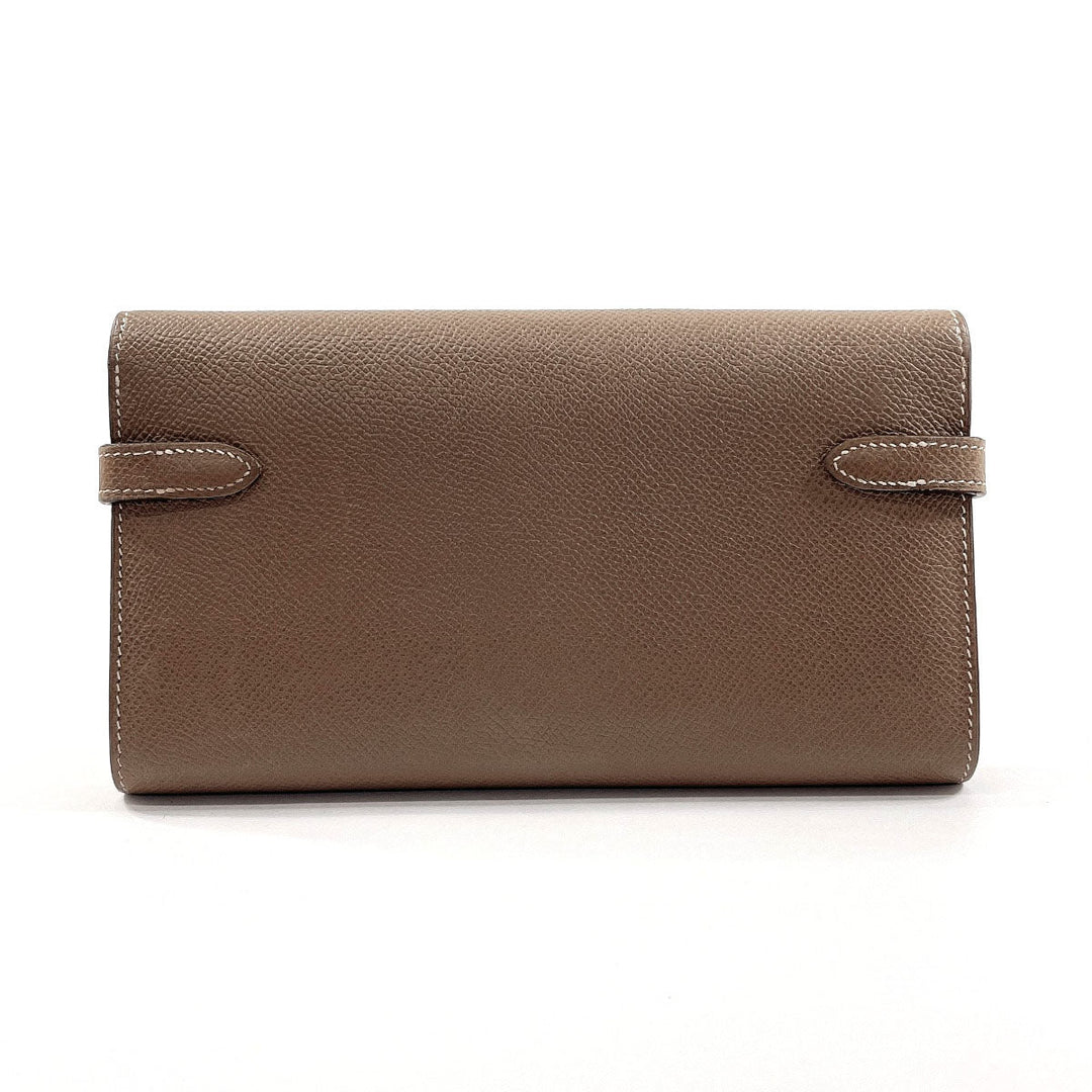 HERMES Long Wallet Purse Epsom Brown Kelly wallet Women Used Authentic