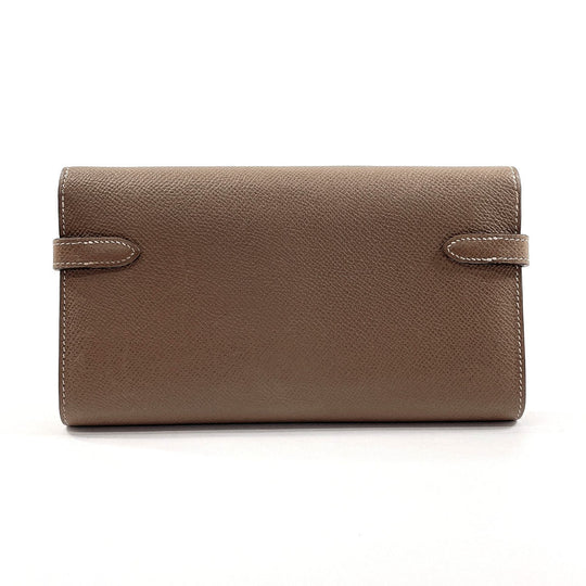 HERMES Long Wallet Purse Epsom Brown Kelly wallet Women Used Authentic