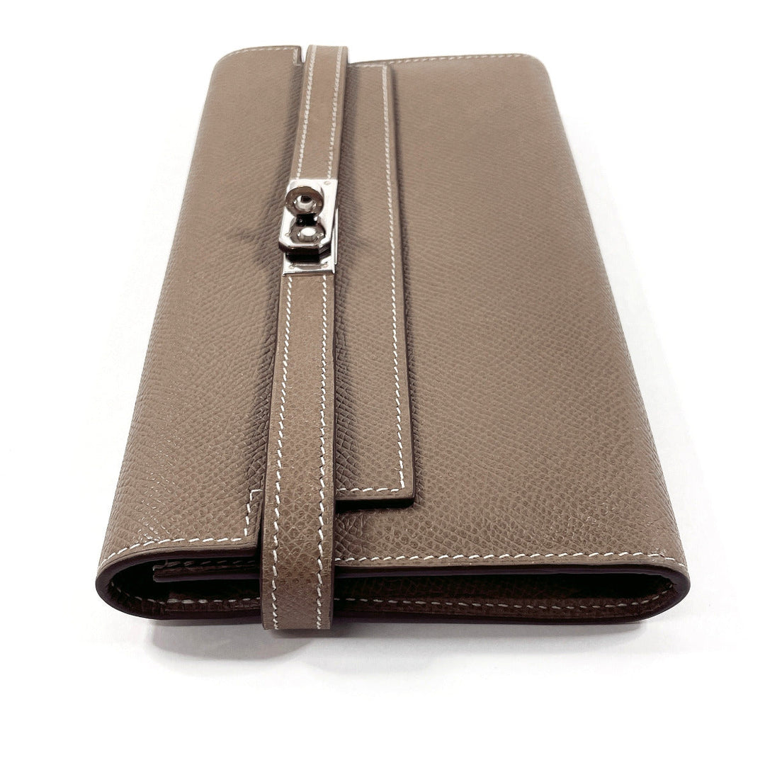 HERMES Long Wallet Purse Epsom Brown Kelly wallet Women Used Authentic