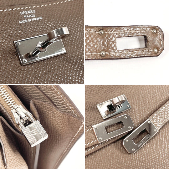 HERMES Long Wallet Purse Epsom Brown Kelly wallet Women Used Authentic