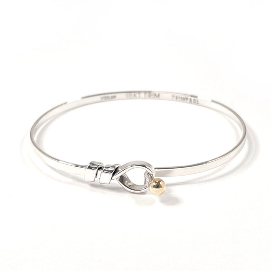 TIFFANY&Co. Bangle Sterling Silver, 18K Yellow Gold Silver Hook & Eye