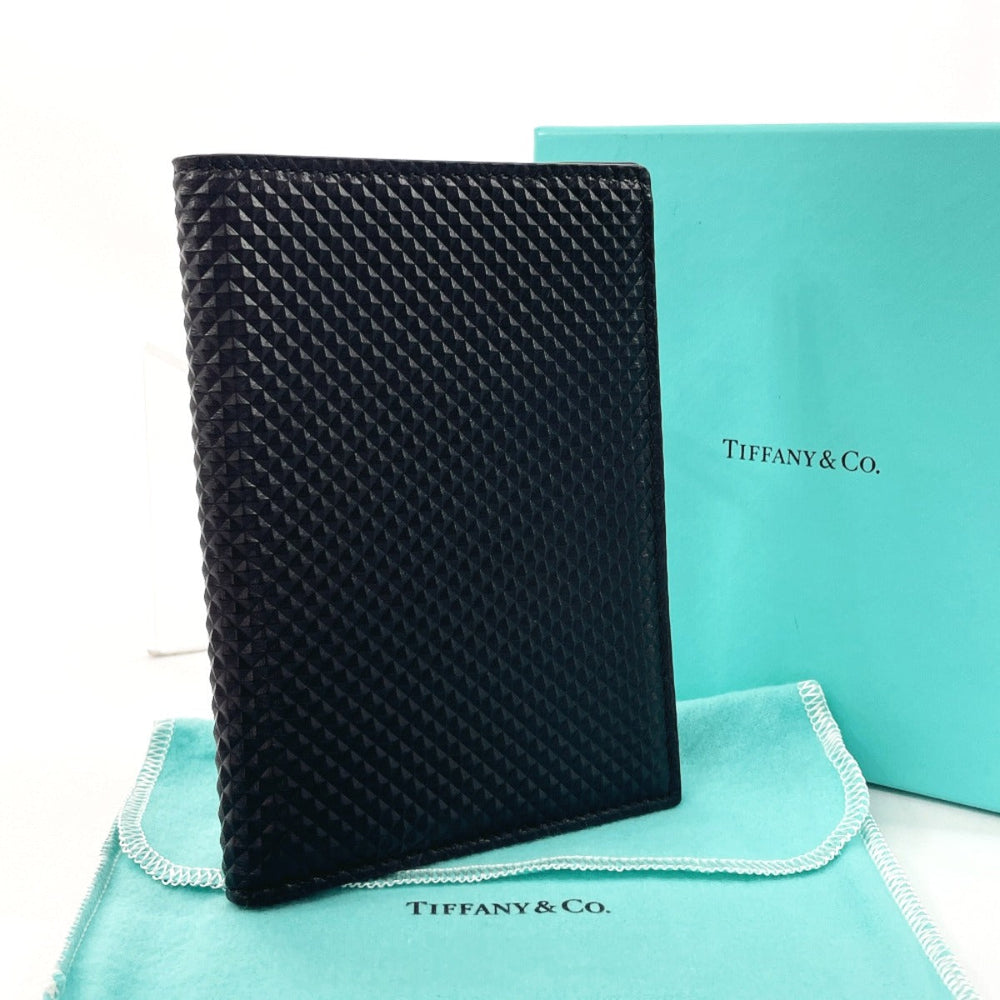 TIFFANY&Co. passport case leather black Diamond Point Passport cover unisex Used Authentic