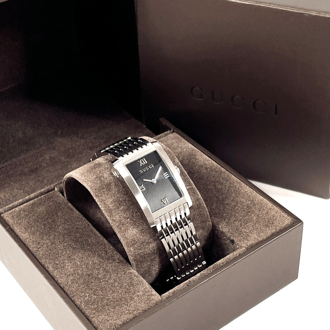 GUCCI Watches Quartz 8600J Stainless Steel , Stainless Steel Silver black dial Women Used Authentic