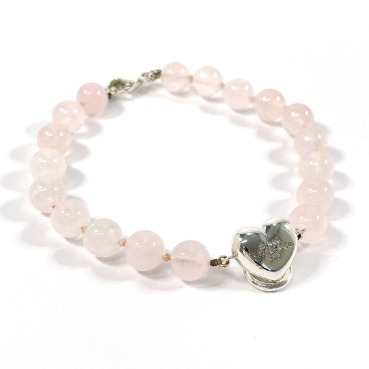 TIFFANY&Co. bracelet Silver925, Rose Quartz pink heart knock