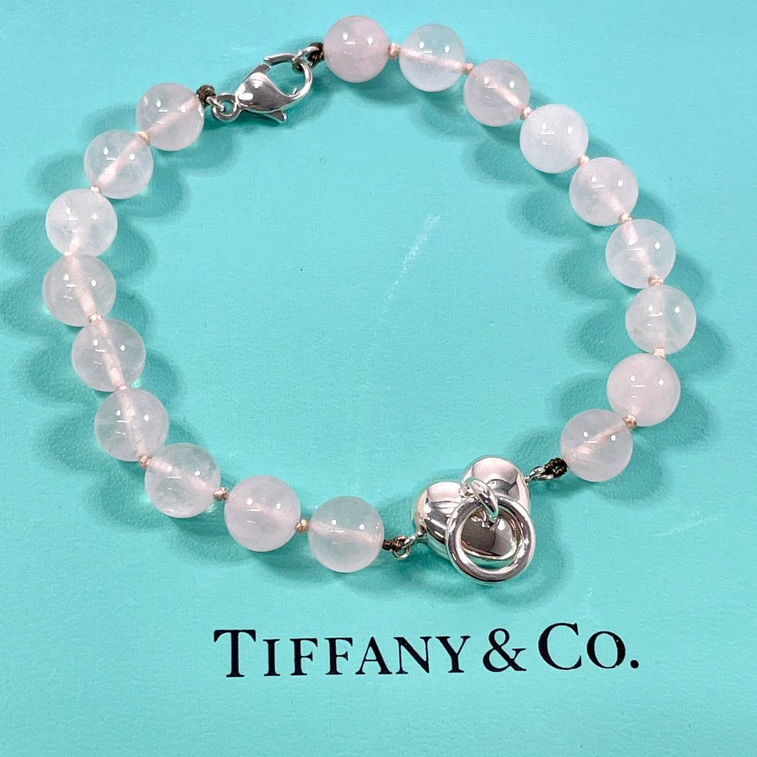 TIFFANY&Co. bracelet Silver925, Rose Quartz pink heart knock