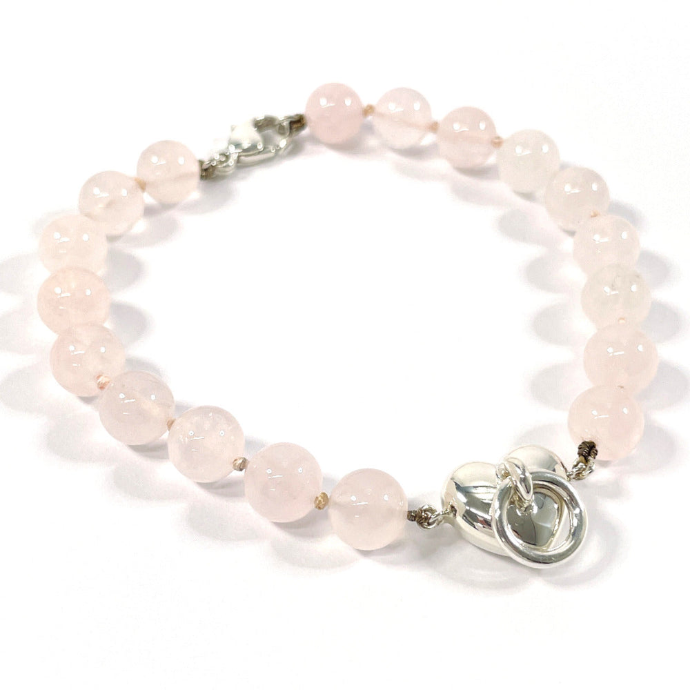 TIFFANY&Co. bracelet Silver925, Rose Quartz pink heart knock