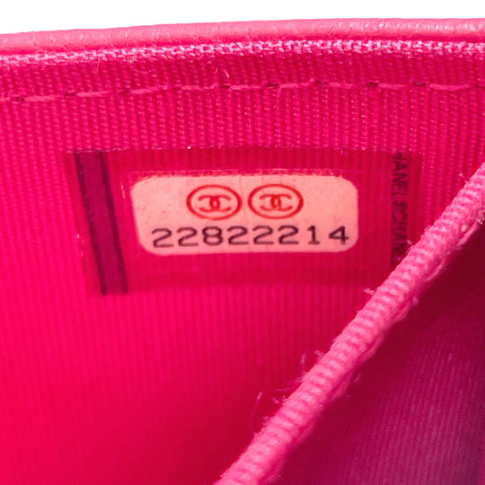 CHANEL Card Case leather pink COCO Mark Coin case