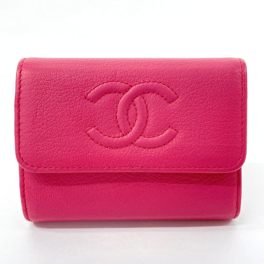 CHANEL Card Case leather pink COCO Mark Coin case