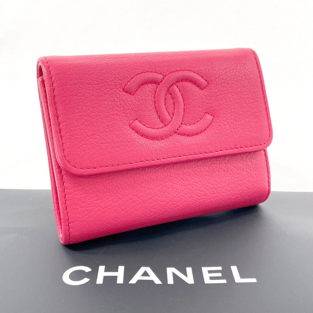 CHANEL Card Case leather pink COCO Mark Coin case