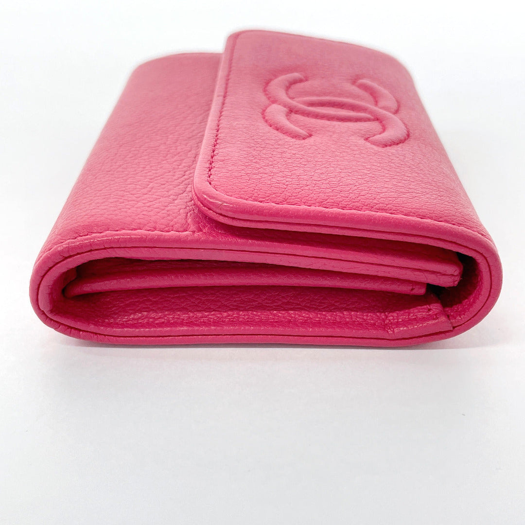 CHANEL Card Case leather pink COCO Mark Coin case