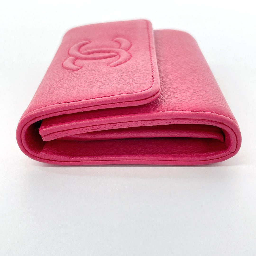 CHANEL Card Case leather pink COCO Mark Coin case