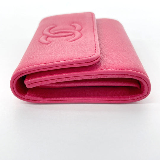 CHANEL Card Case leather pink COCO Mark Coin case