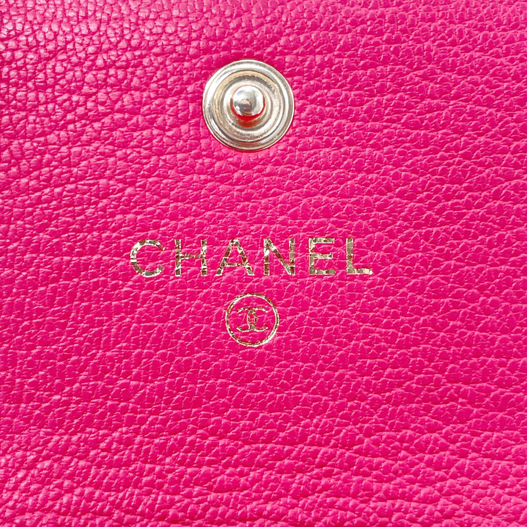 CHANEL Card Case leather pink COCO Mark Coin case