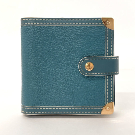 LOUIS VUITTON Bifold Wallet M91829 leather blue Suhari Compact zip