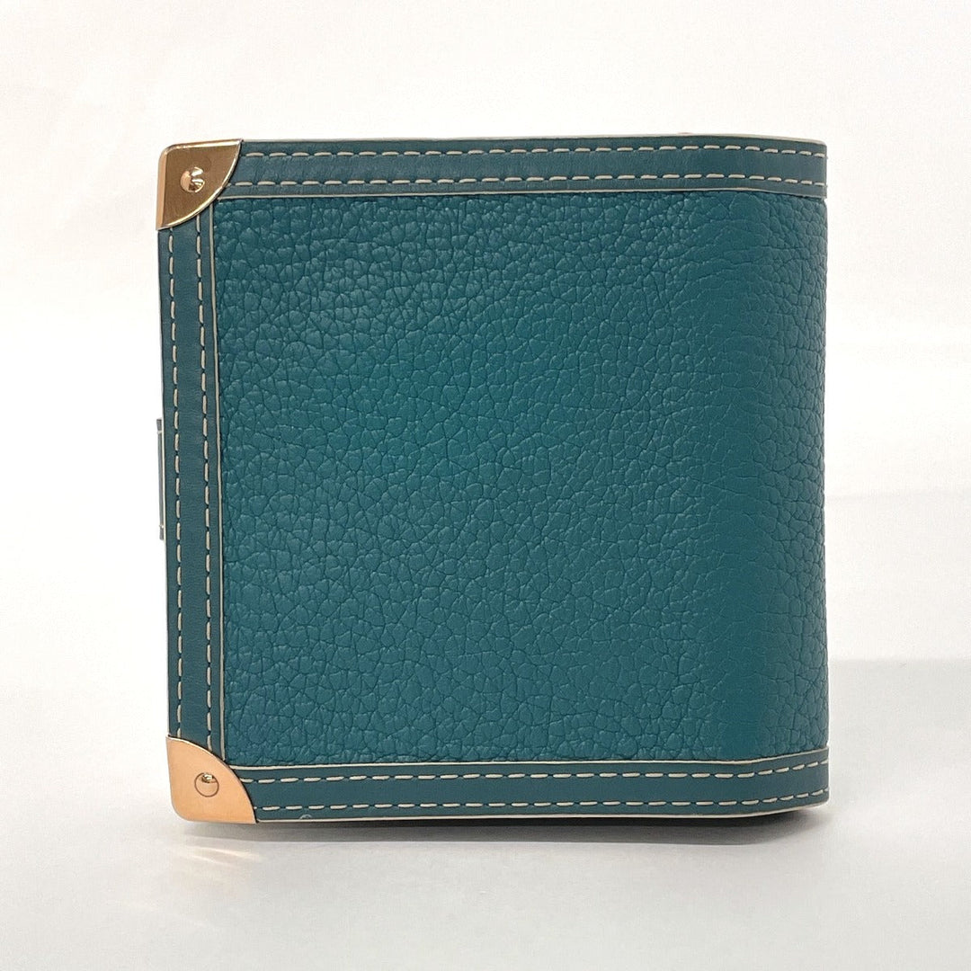 LOUIS VUITTON Bifold Wallet M91829 leather blue Suhari Compact zip