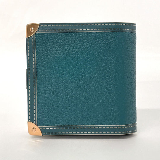 LOUIS VUITTON Bifold Wallet M91829 leather blue Suhari Compact zip