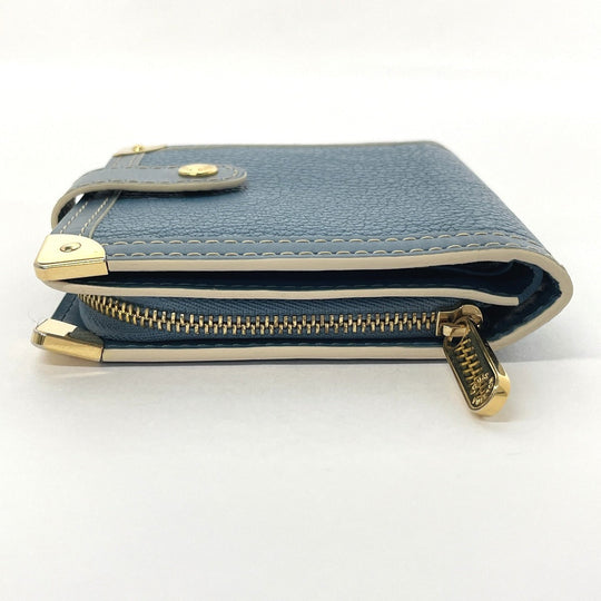 LOUIS VUITTON Bifold Wallet M91829 leather blue Suhari Compact zip