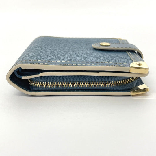 LOUIS VUITTON Bifold Wallet M91829 leather blue Suhari Compact zip
