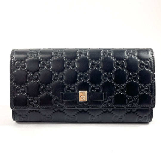 GUCCI Long Wallet Purse 388679 Sima leather black ribbon