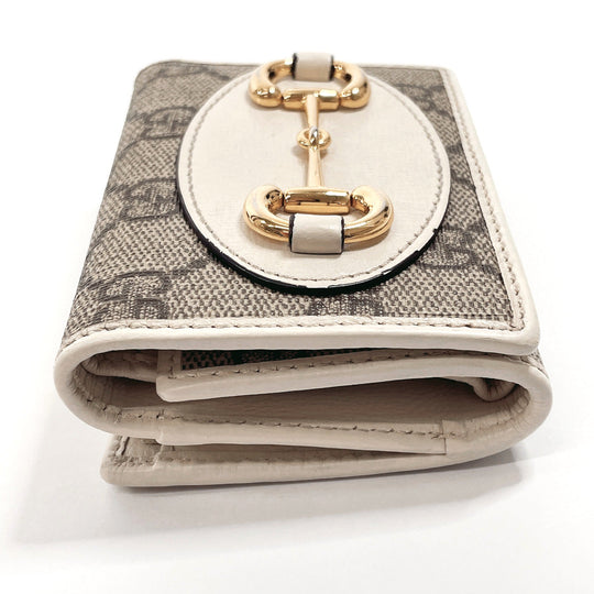 GUCCI Tri-fold wallet 644462 GG Supreme Canvas gray Horsebit