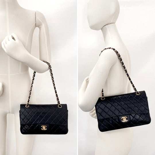 CHANEL Shoulder Bag lambskin black ChainShoulder Matrasse Women Used Authentic