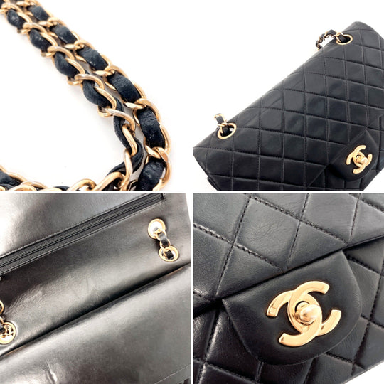 CHANEL Shoulder Bag lambskin black ChainShoulder Matrasse Women Used Authentic