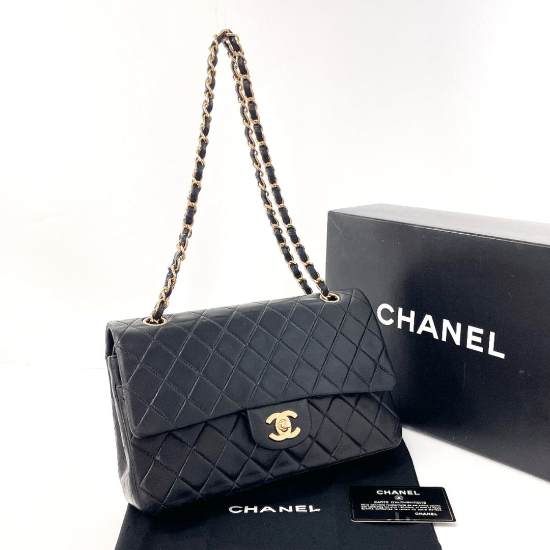 CHANEL Shoulder Bag lambskin black ChainShoulder Matrasse Women Used Authentic