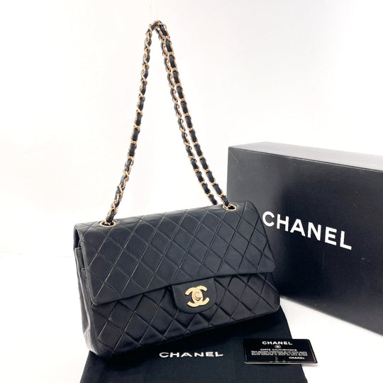 CHANEL Shoulder Bag lambskin black ChainShoulder Matrasse Women Used Authentic