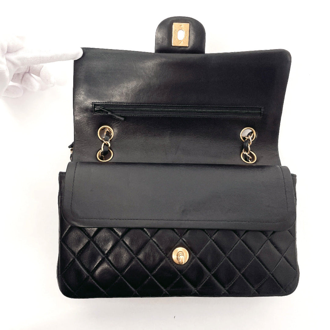 CHANEL Shoulder Bag lambskin black ChainShoulder Matrasse Women Used Authentic