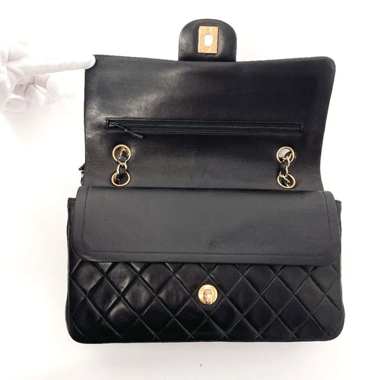 CHANEL Shoulder Bag lambskin black ChainShoulder Matrasse Women Used Authentic