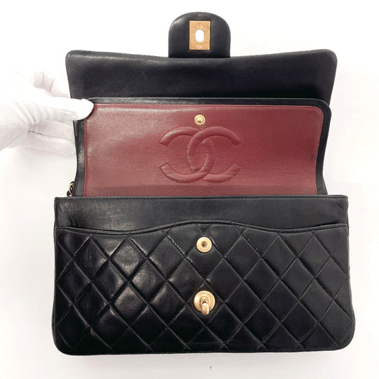 CHANEL Shoulder Bag lambskin black ChainShoulder Matrasse Women Used Authentic