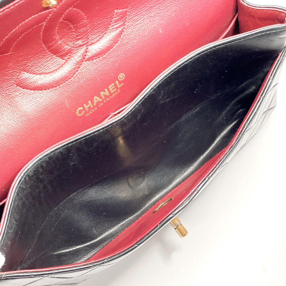 CHANEL Shoulder Bag lambskin black ChainShoulder Matrasse Women Used Authentic