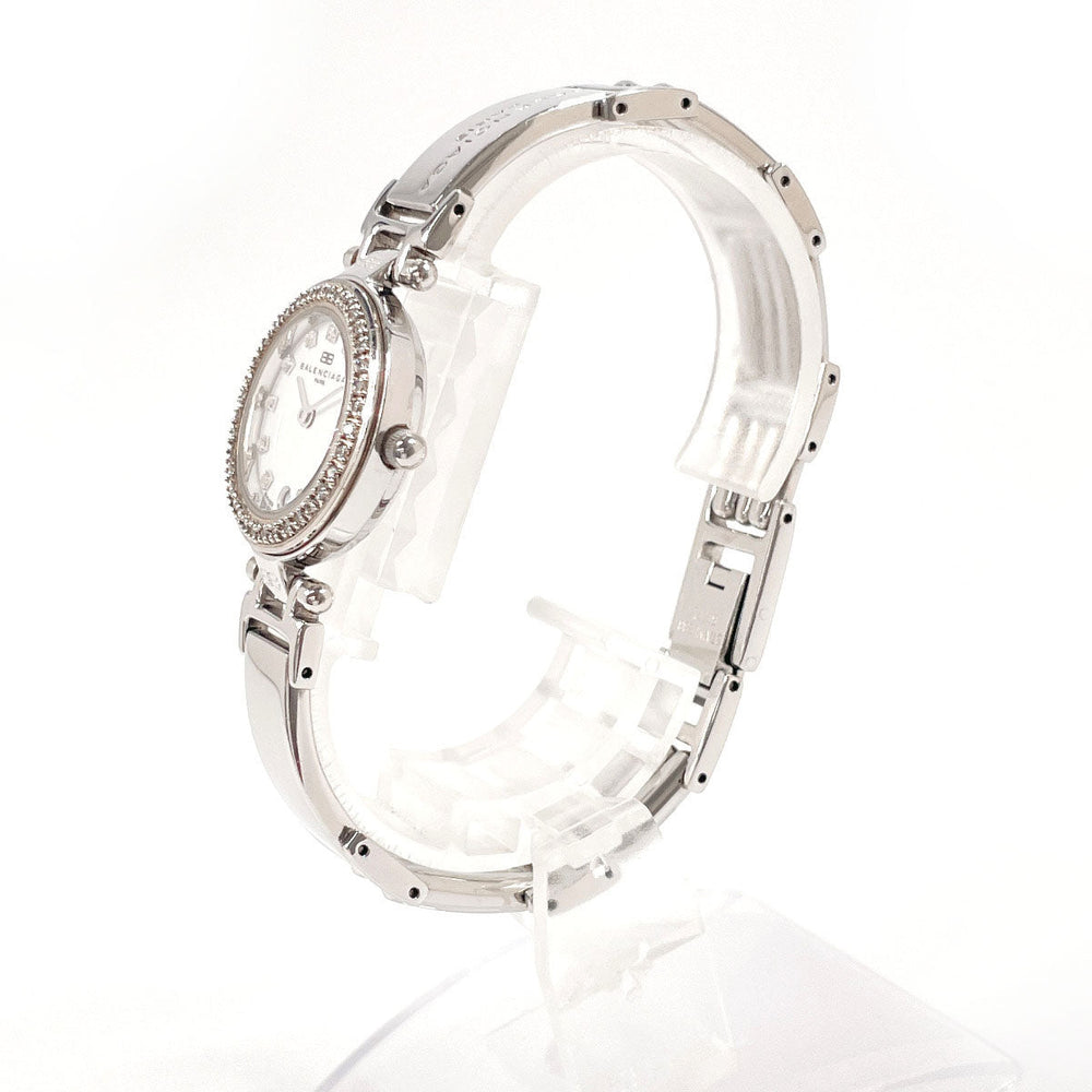 BALENCIAGA Watches Quartz Stainless Steel Silver 12P diamond white dial Women Used Authentic