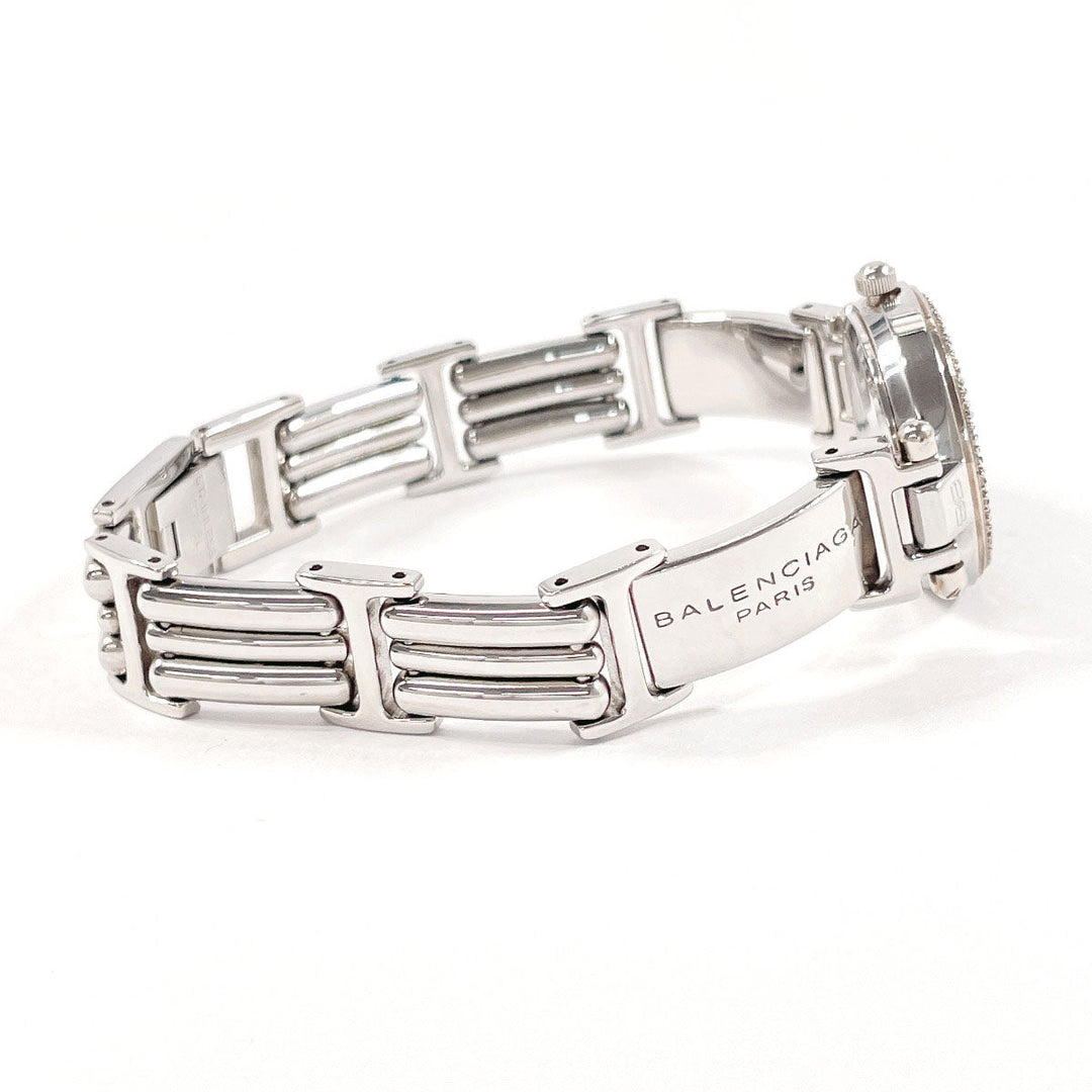 BALENCIAGA Watches Quartz Stainless Steel Silver 12P diamond white dial Women Used Authentic