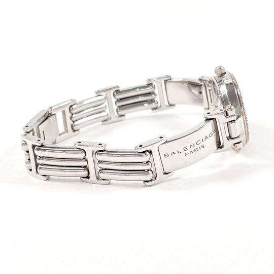 BALENCIAGA Watches Quartz Stainless Steel Silver 12P diamond white dial Women Used Authentic